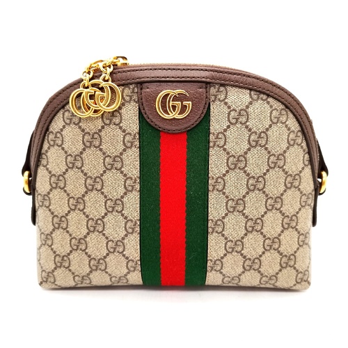 GUCCI Ophidia GG Supreme Canvas Small Dome Shoulder Bag 499621 Brown + COA