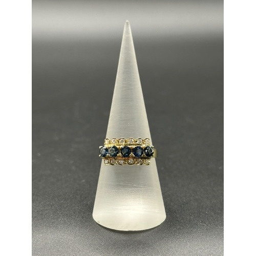 Ladies 14ct Yellow Gold Blue Sapphire & Diamond Ring