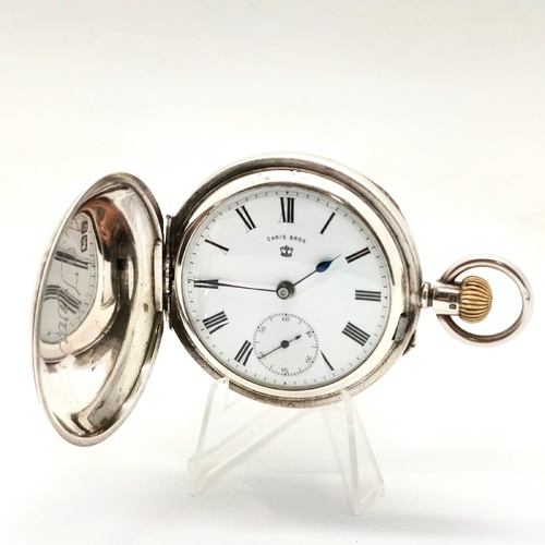 Antique 1904 Caris Bros Sterling Silver Pocket Watch Pre WW1 Working