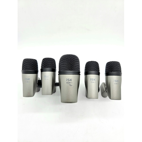 ISK Drum Microphone Kit BDM-1 TDM-1 5pc Snare Tom Bass Mic Set Case