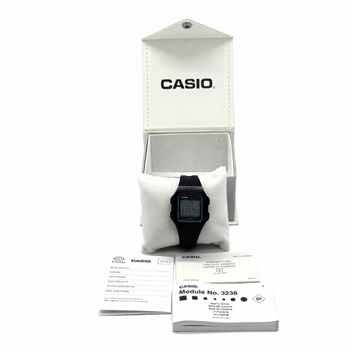 CASIO F-201WA Mens Digital Watch 5 Alarms 10 Year Battery Black Resin
