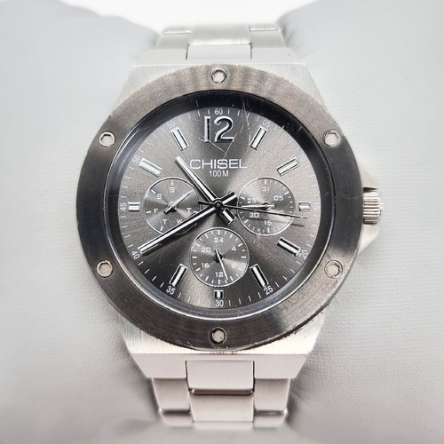 Chisel Mens Watch 5829088 Analogue Quartz Grey Dial Stainless Steel 100M