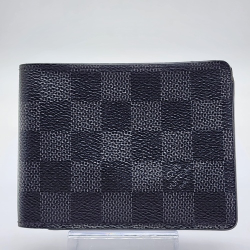 Louis Vuitton Damier Graphite Slender Wallet Monogram HC Black Grey LV + COA