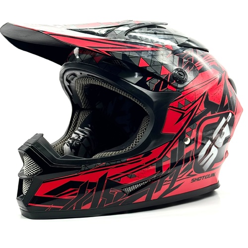 RXT A-727 Shotgun Moto Motocross Helmet Red Black Medium Off-Road MX SG