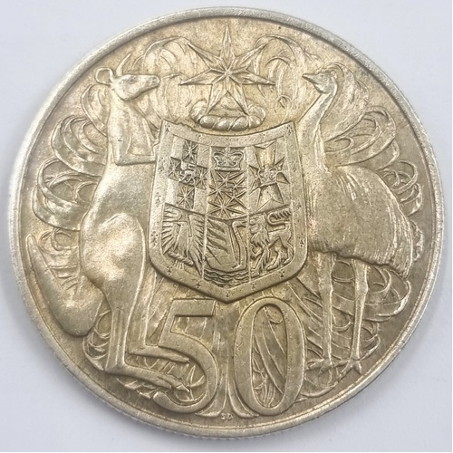 1966 Australian Round 50 Cent Coin 80% Silver Elizabeth II Royal Australian Mint