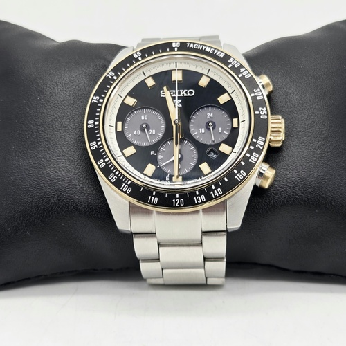 Seiko Prospex V192-0AH0 Solar Chronograph Mens Watch Tachymeter Steel Two-Tone