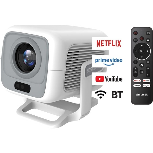 AIWA AWPJ0F1W Smart LED Projector 1080p WiFi Bluetooth Remote