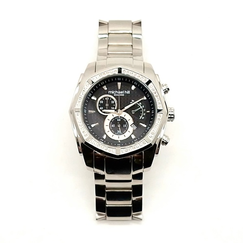Michael Hill Mens 1/2 Carat Diamond Watch 9305 Chronograph Stainless Steel