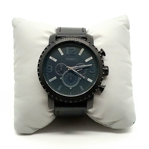 Fossil Gage BQ1711 Chronograph Black Watch 50mm Leather Band Quartz