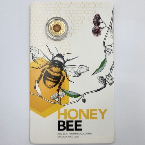 2022 $2 Honey Bee C Mintmark Coloured Uncirculated Coin Royal Australian Mint