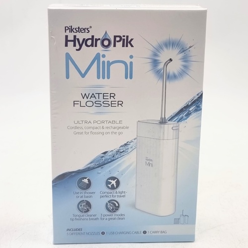 Piksters HydroPik Mini Cordless Rechargeable Water Flosser White 5 Nozzles