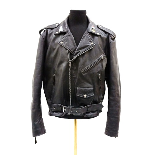 Vintage FMC Heavy Leather Biker Jacket Mens 48 Black Double Rider Moto