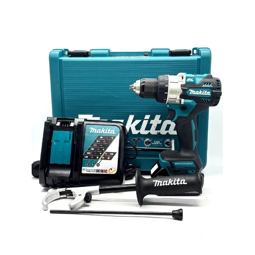 Makita DHP486RTX1 18V Brushless Hammer Drill Kit 5.0Ah Battery Charger Case