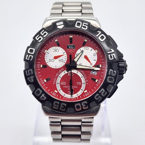 TAG Heuer Formula 1 Chronograph Red Dial 41mm Mens Quartz Watch CAH1112