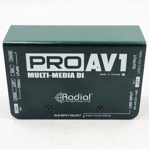 Radial Engineering ProAV1 Passive Multimedia DI Direct Box 1 Channel Mono XLR RCA