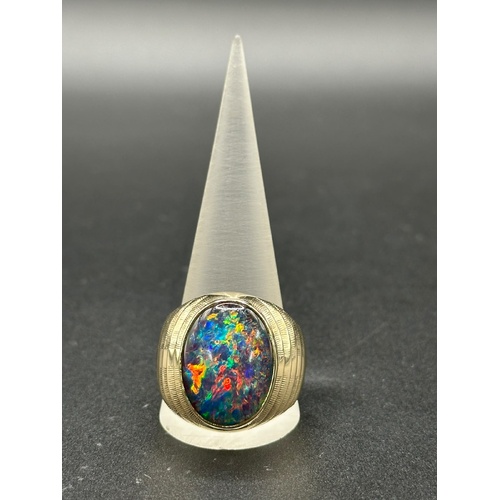 Mens 9ct Yellow Gold Opal Ring