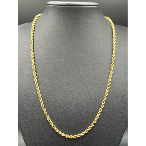 Unisex 14ct Yellow Gold Twist Rope Necklace