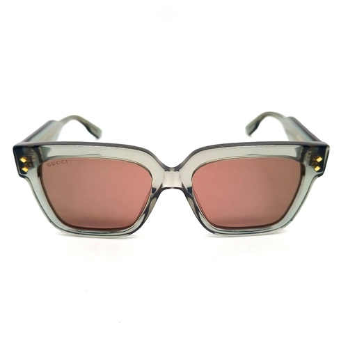 Gucci GG1084S 004 Sunglasses Grey Acetate Frame Square Rectangle Size L + COA