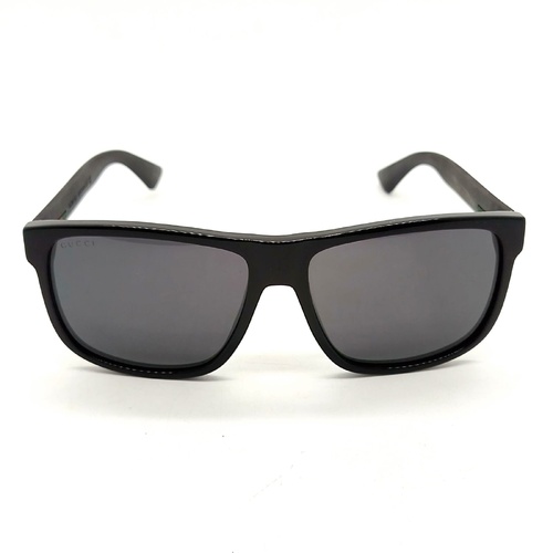 Gucci GG0010S 001 58mm Matte Black Square Sunglasses with Signature Stripe + COA