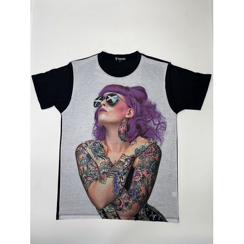 Beautifull Tattoo Girl  T-Shirt Rap Hip Hop Gangster Street Wear Urban Fashion Black Size: M/L/XL [Size: Medium]