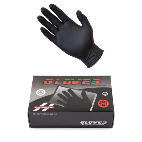 Box of 100 Tattoo Disposible Gloves Black Nitrile Sizes: Medium Large X-Large [Size: Medium]
