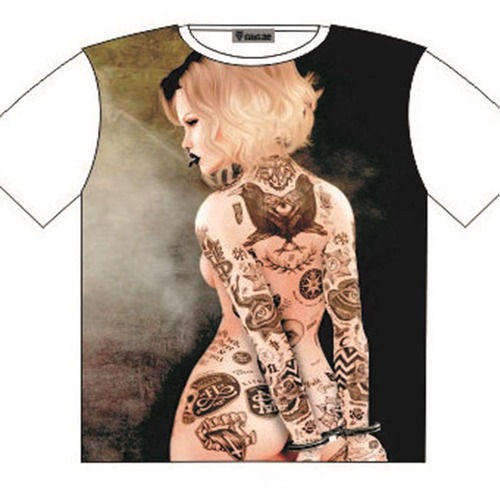 T-Shirt Sexy Tattoo Girl in Handcuffs Street fashion Mens Ladies AU STOCK