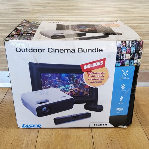 Laser Outdoor Cinema Bundle 144" Projector & Soundbar Bluetooth HDMI USB