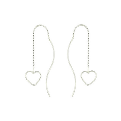 Open Heart and Curved Post Sterling Silver Threader Earrings 1.70 Grams NEW