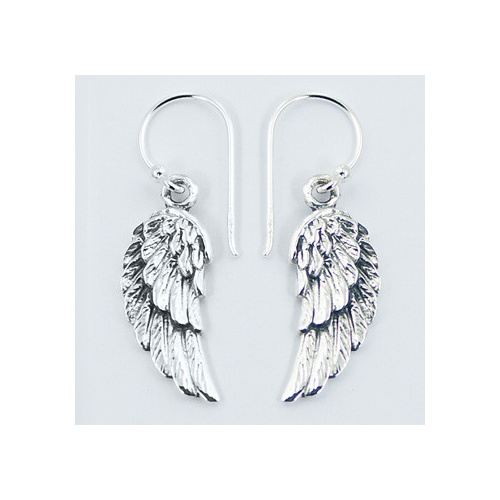 Realistic Antiqued Sterling Silver Wing Dangle Earrings 2.85 Grams NEW