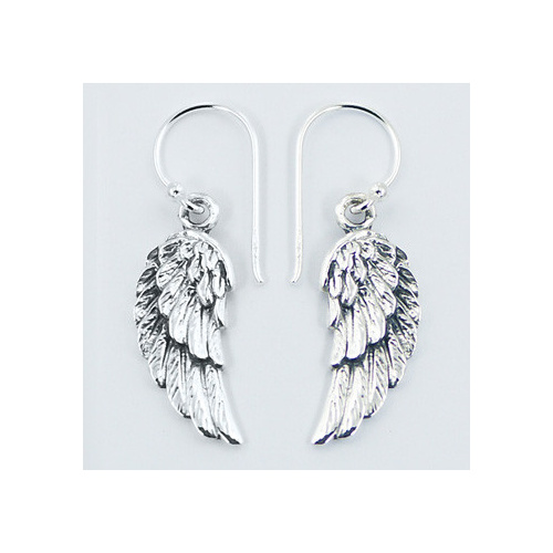 Realistic Antiqued Sterling Silver Wing Dangle Earrings 2.85 Grams