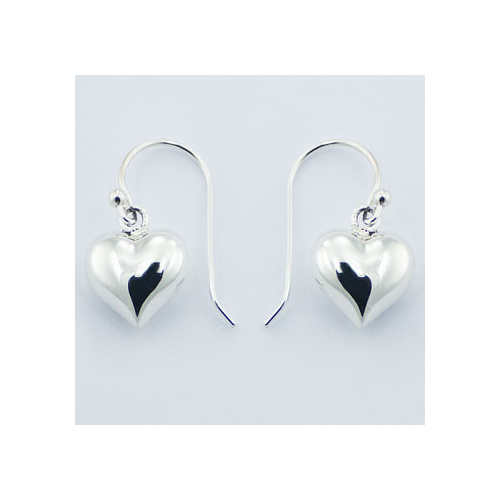 Petite Sterling SIlver Puffed Hearts Dangle Earrings 2.77 Grams