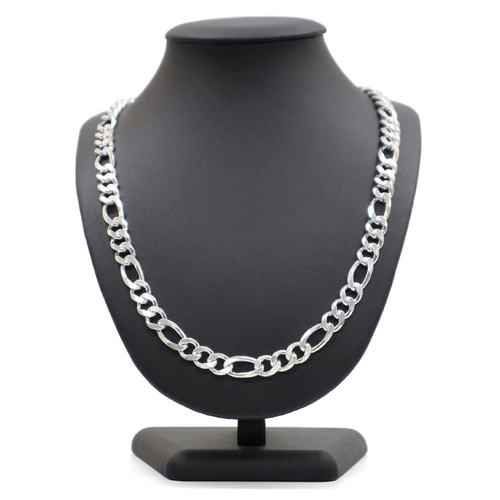 Solid Sterling Silver 925 Heavy Figaro Link Chain Necklace Multiple Sizes [Size: 60cm x 1.0cm (86.5g)]