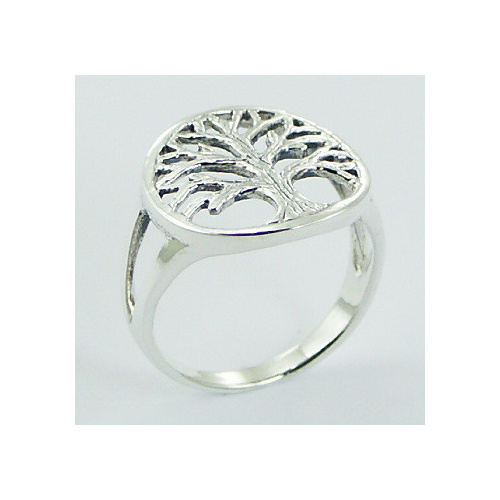 Rugged Antiqued Silver Tree of Life Ring 3.88 Grams