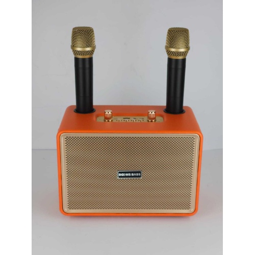 NEW Booms Bass M4202 Karaoke Portable Speaker Orange with Dual Microphones