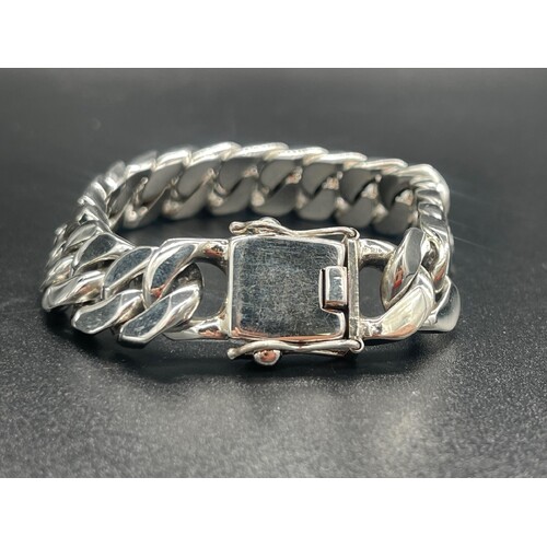 Mens 925 Sterling Silver Curb Link Chunky Bracelet (NEW)