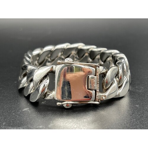 Mens Sterling Silver Curb Link Bracelet (New)