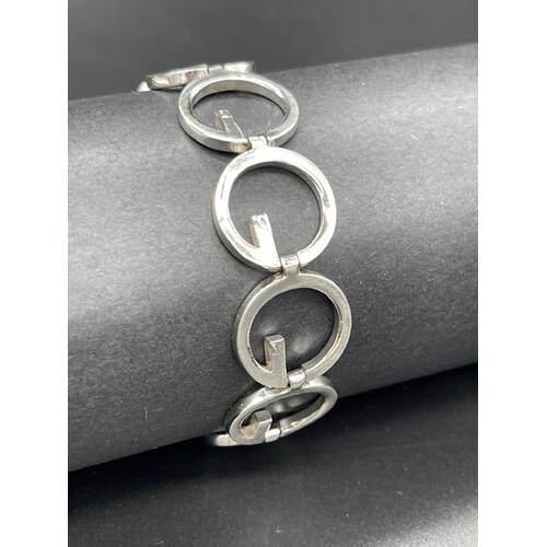 Ladies 925 Sterling Silver Fancy G Link Bracelet NEW