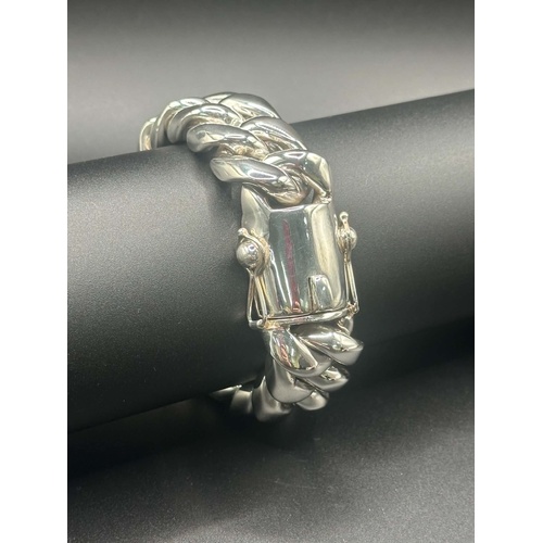 Mens 925 Sterling Silver Chunky Curb Link 362g Bracelet (New)