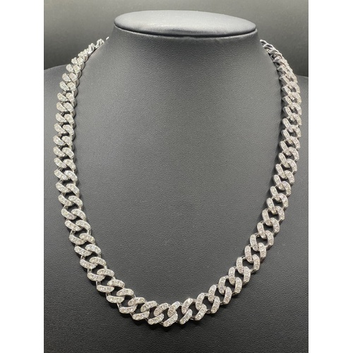 Unisex 925 Sterling Silver Iced Cuban Link Necklace (NEW)