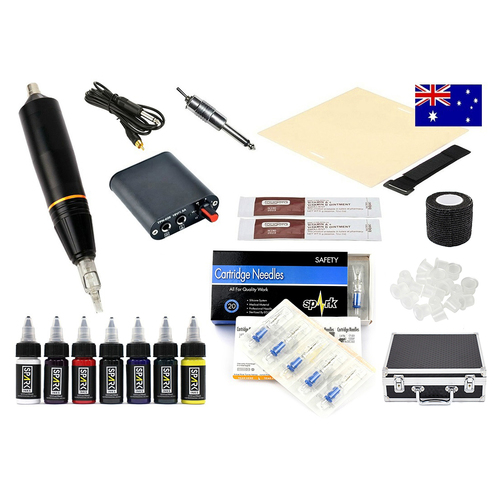BlackBird Rotary Pen Tattoo Machine set Kit Power Supply Ink Cartridge Needles 