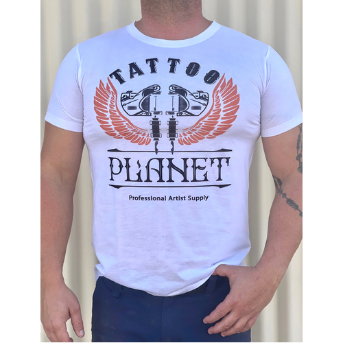Tattoo Planet T-Shirt Artist Street Fashion Mens Ladies - White [Size: M]