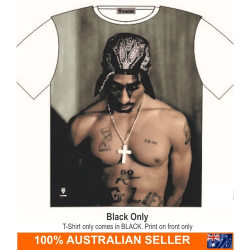 Tupac The Legend 2Pac T-Shirt Attitude Street Fashion Mens Ladies AU STOCK [Size: M - 40in/102cm Chest]